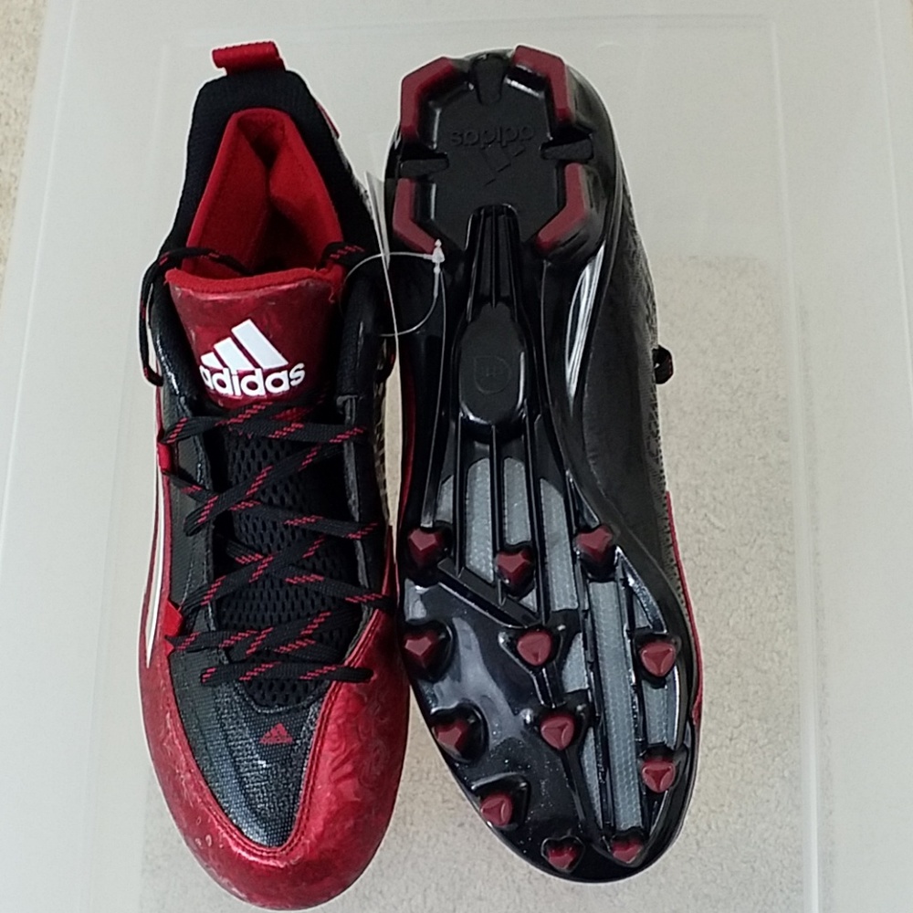 ADIDAS~Men's Sz 9-13~Red/Black Football Shoes NEW - Picture 5 of 5